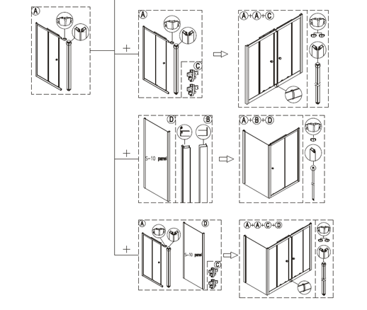 free combination of shower doors