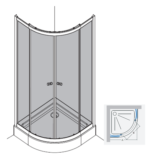 1/4 quadrant sliding shower door