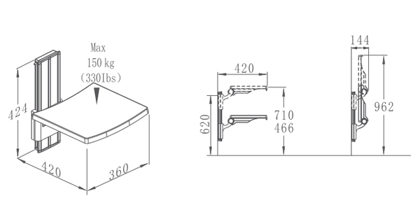 wall mounted shower seat 