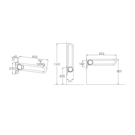 U-shaped hinged support rails