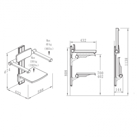 Shower Chair with arms and backrest