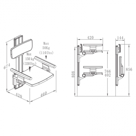 Adjustable Shower Chair with arms