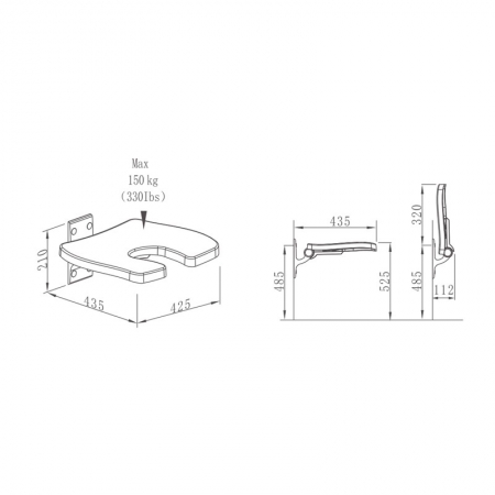 U-shaped cutout foldable bath seat