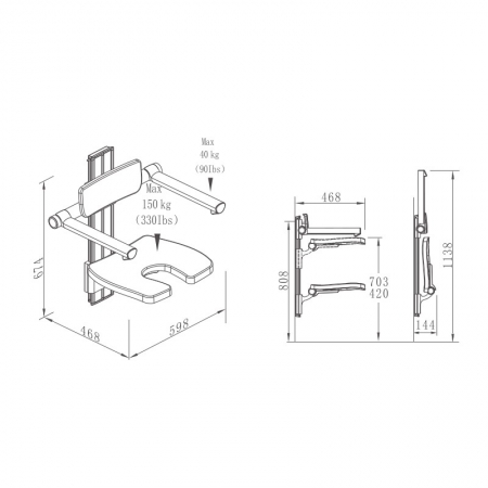 bathroom  shower seat with arms and backrest