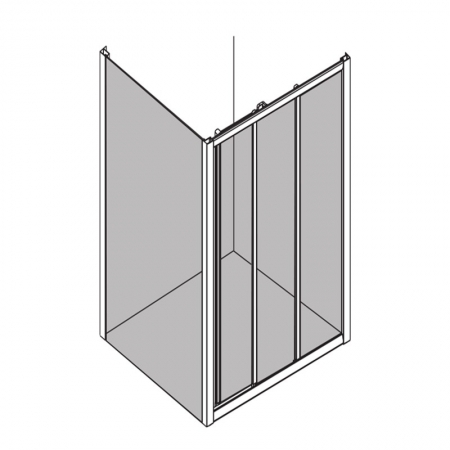 framed tri-sliding door with fixed panel