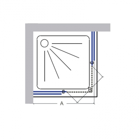 square corner entry sliding shower enclosure