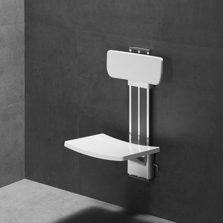 Adjustable shower seat with backrest