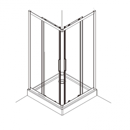 square corner entry sliding shower enclosure