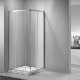 square corner entry sliding shower enclosure