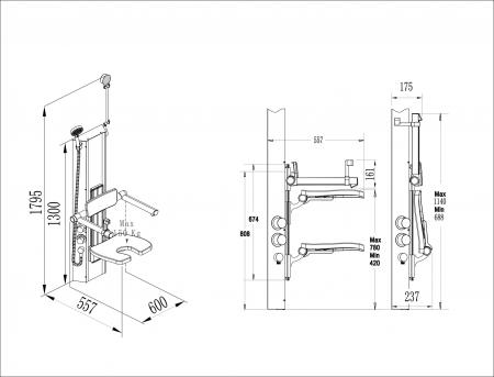 Adjustable shower equipment for elderly