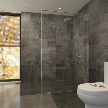 fixed glass shower door