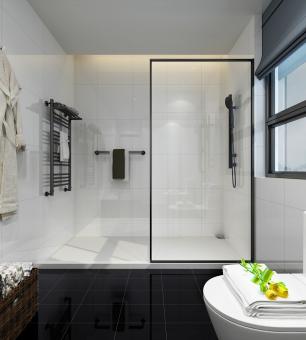 fixed glass shower door