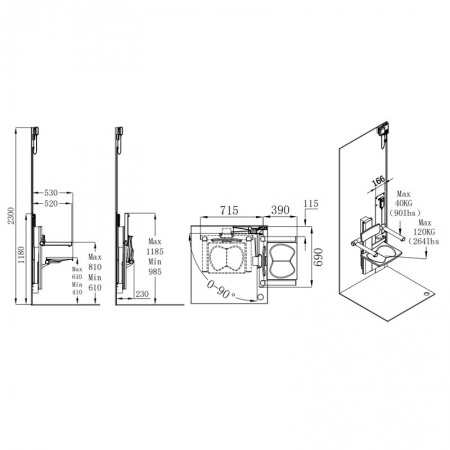 electric wall mounted shower chair