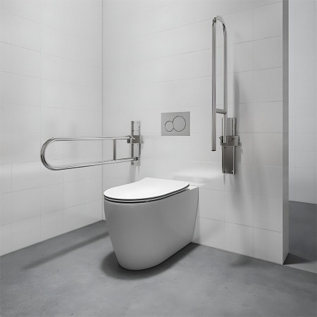 fold-up stainless steel toilet handrail adjustable height