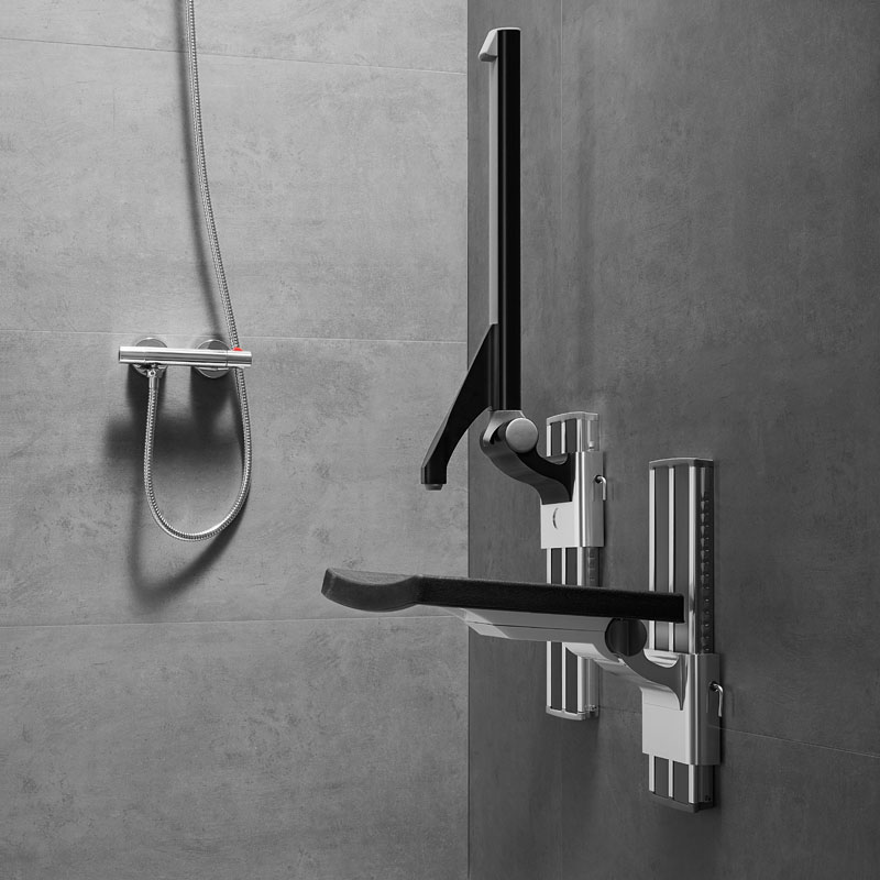 Where should the bathroom grab bars be installed?